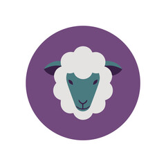 Obraz premium Vibrant sheep icon with purple background for modern branding