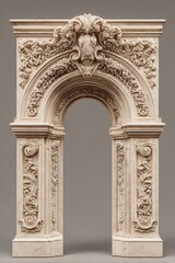 Obraz premium Ornate Stone Archway Entrance with Intricate Carvings and Baroque Details