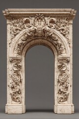 Naklejka premium Ornate Stone Archway Entrance with Intricate Carvings and Classical Detail