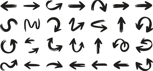 Obraz premium Hand-Drawn Arrow Outline Set Curved and Sketchy Direction Pointers