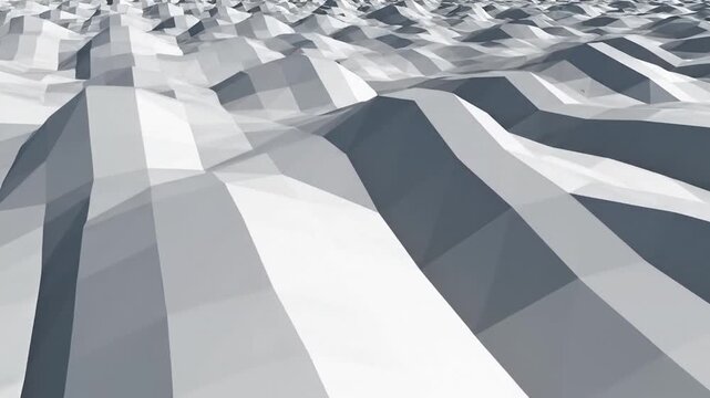 Abstract low poly geometric landscape with dynamic white and grey shapes