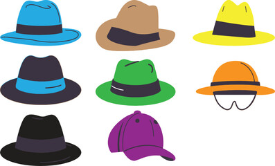 Collection of Modern Caps and Headwear Accessories Isolated.eps