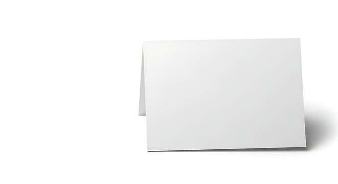White notecard on white background blank card folded card paper greeting card