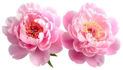 Two soft pink flowers with yellow centers and delicate petals