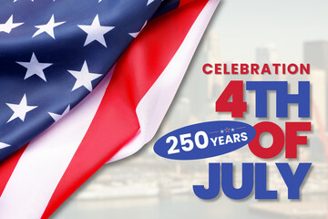 Event marking 250 years of American independence with flags