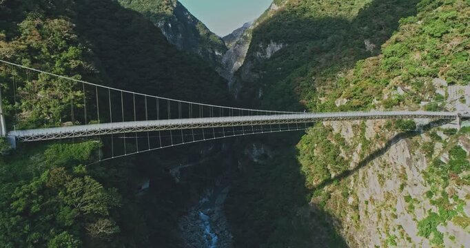 Beautiful Autumn landscape of Mountain-Moon Bridge in Taroko gorge national park, Taiwan