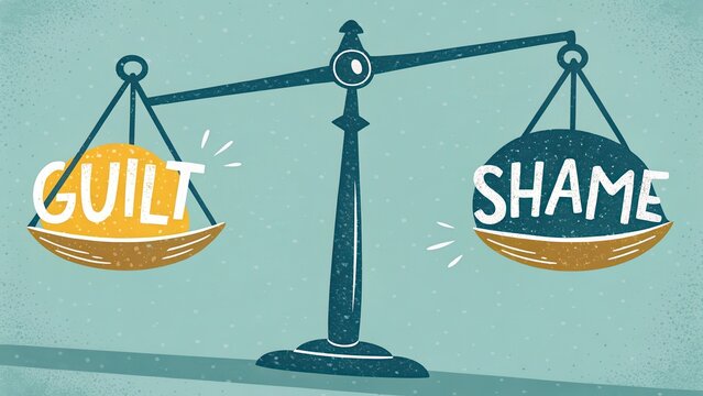 Scale Balancing Guilt And Shame In Conceptual Illustration