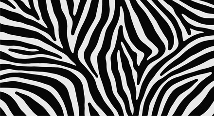 Fototapeta premium Close-up view of a classic black and white zebra stripe pattern, showcasing natural animal fur texture.