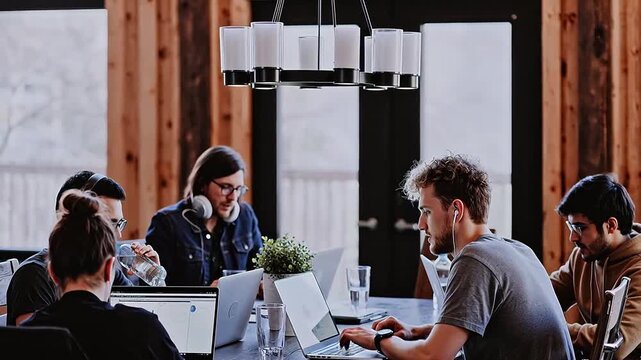 Professional business office video footage featuring remote team collaboration, video conferences, and modern workplace interactions in contemporary corporate environments.