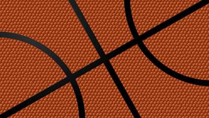 Macro Basketball Leather Grain Texture. Orange Rubber Pebbles with Classic Bumps Pattern. Sports Energy Background for Posters, Banners, and Digital Design. © ec0de