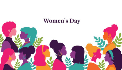 A group of women celebrating women's day with leaves