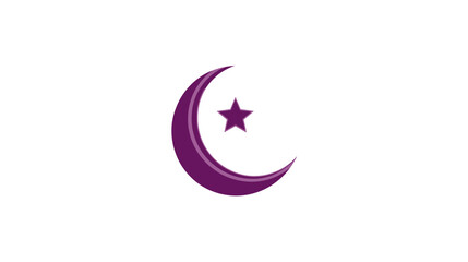 Obraz premium A simple, symmetrical illustration featuring a purple crescent moon and a star against a white background