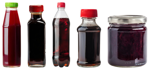 Assortment of Bottled Sauces, Juices, and Jam