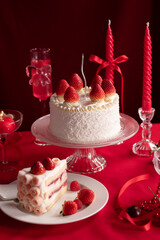 Strawberry shortcake with fresh strawberry. Theme Valentine