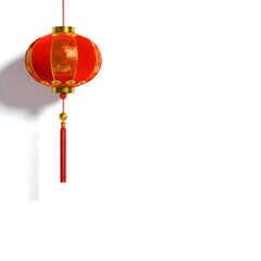 Realistic Chinese New Year red lantern placed on the left side