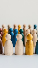 Diversity Inclusion Wooden Figures Colored White Surface Arrangement