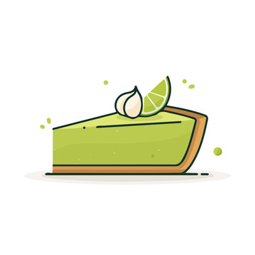 Key Lime Pie, 2D flat vector illustration, simple and modern style, isolated on a plain white background.