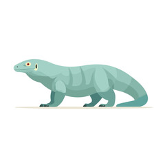 Obraz premium Modern flat 2D vector illustration of Komodo Dragon, clean and minimal design, isolated on white background.