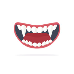 Naklejka premium Modern flat 2D vector illustration of Vampire Teeth, clean and minimal design, isolated on white background.
