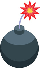 Fototapeta premium Spherical bomb with a short burning fuse and a red and yellow explosion