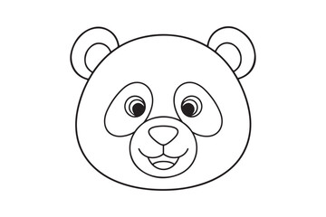 Panda Coloring Page Vector &ndash; Simple Animal Outline for Children