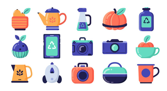 Collection of colorful illustrated icons representing various concepts