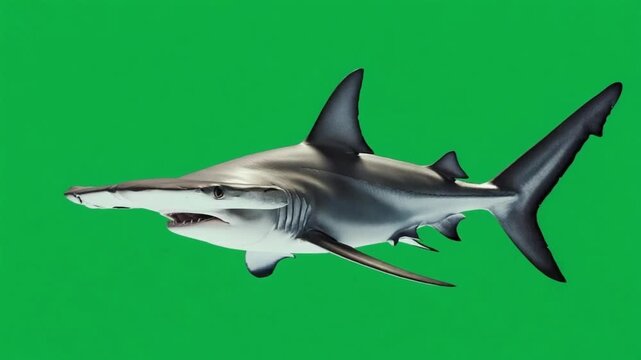 Mako shark swimming against green screen background