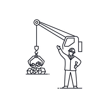Banksman signaling crane operator with hand gestures