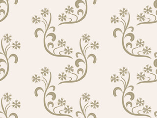Elegant ornamental floral seamless pattern vintage block print with stylized flower and leaf design.