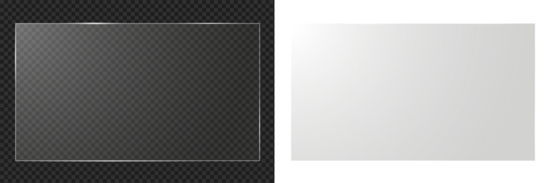 Realistic transparent clear glass screen overlay panel sheet with blank glossy shiny reflection for modern window tv display