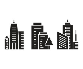 Obraz premium office and corporate tower building icons set vector illustration