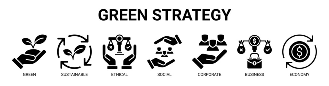 Green Strategy web banner icon vector illustration concept with icon of green, sustainable, ethical, social, corporate, business, and economy.