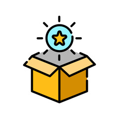 subscription box color line icon.
