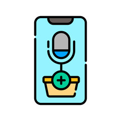 voice shopping color line icon.