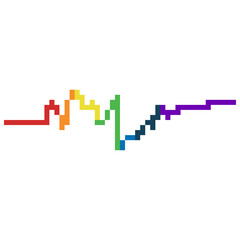 Obraz premium Rainbow heartbeat EKG line pixel art pride symbol for life and health