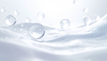 低刺激スキンケアを象徴する透明バブルイメージ ジェネレーティブAI