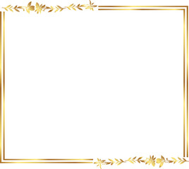 Obraz premium frame with leaves gold border Golden Border Warm Color Frame