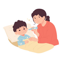 Child Fever Care Illustration