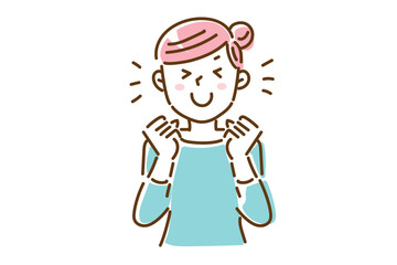 とっても喜んでいるシンプルな若い女性のイラスト