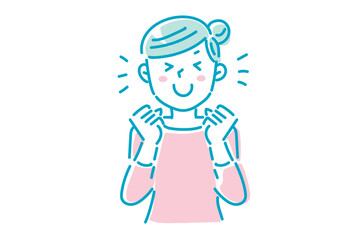 とっても喜んでいるシンプルな若い女性のイラスト
