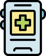 Obraz premium Online medical consultation service using mobile device showing medical cross symbol