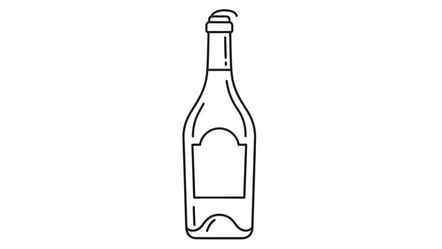 Illustration of a wine bottle with label, isolated on a clean background, viewed from the front