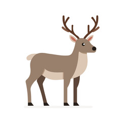 Fototapeta premium 2D flat vector illustration of Reindeer, clean and minimal icon style, isolated on white background.