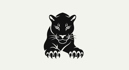 Black panther silhouette graphic illustration of powerful wildlife creature © Farelious