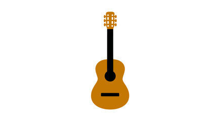 Naklejka premium A simplified illustration of an acoustic stringed musical instrument with a brown body and details