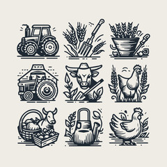 Farmer vector icon set
