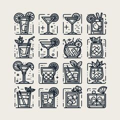 icon set Alcoholic cocktails vector