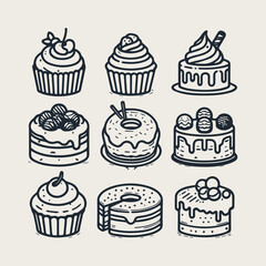 icon set Simple Dessert Set vector