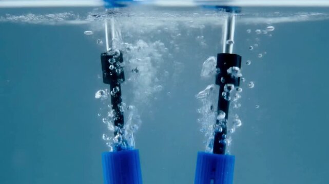 Splitting Water Molecules - Hyper-Realistic Chemical Reaction Showing Gas Evolution