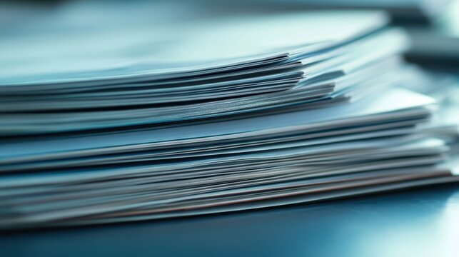 A close-up view of a neat stack of scientific journals with subtle embossed titles
